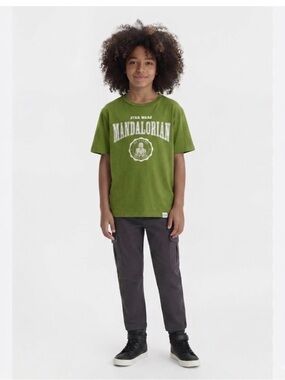 Star Wars Mandalorian Olive Green Kids Graphic Tee